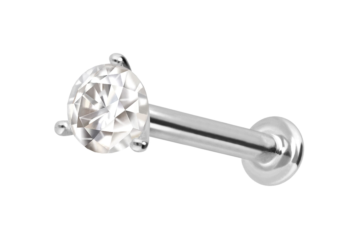14 Karat Gold Labret Piercing mit Innengewinde MOISSANIT